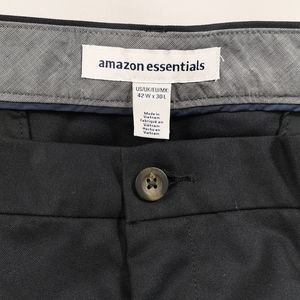 NWT Men's Set of 2 Pants, Amazon Essentials, Size 42W Black Dress & Black Casual